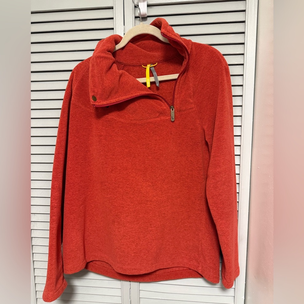 Lole lovely orange asymmetrical zip fleece pullover - quality fleece, like new!